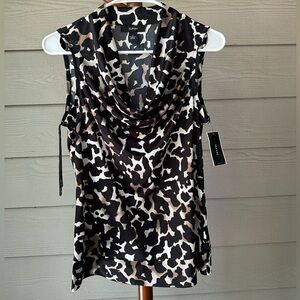 Alfani Animal Print Cowl Neck Blouse NWT